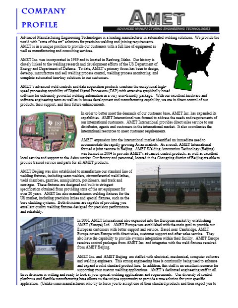 AMET Company Profile (2011)