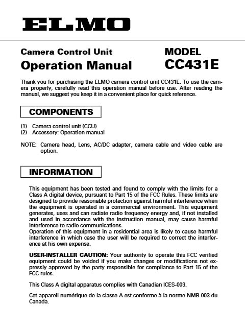 Elmo CC431E Manual