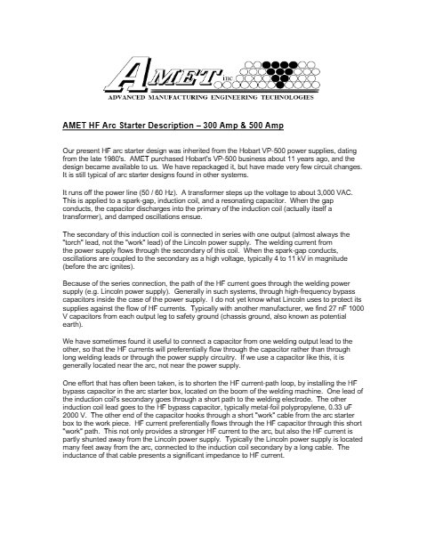 HF Arc Starter Description
